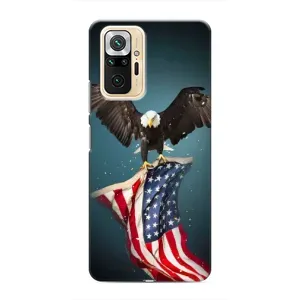 Чехол Флаг USA для Xiaomi Redmi Note 10 Pro (Орел и флаг)