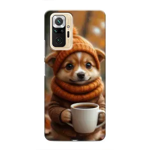 Печатный чехол «Зверята с кофе» для Xiaomi Redmi Note 10 Pro (Собачка с кофе)