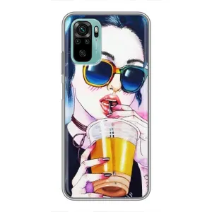 Чехол с картинкой Модные Девчонки Xiaomi Redmi Note 10 (Девушка с коктейлем)