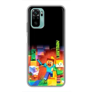 Чехлы для Xiaomi Redmi Note 10 (Персонажи Майн Крафт) (Герой Майнкрафт)