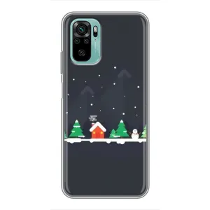 Силиконовый бампер на рождество для Xiaomi Redmi Note 10 (Город зимний)