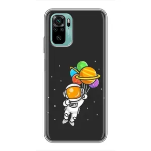Силиконовый Чехол с принтом "Космонавты" на Xiaomi Redmi Note 10 (Космонавт с шариками)