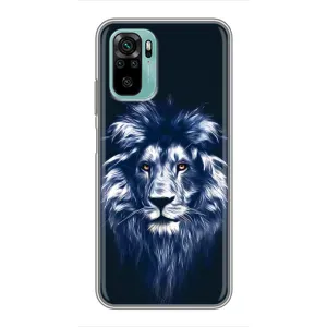 Чехол с картинкой на Xiaomi Redmi Note 10 (Лев - синий)