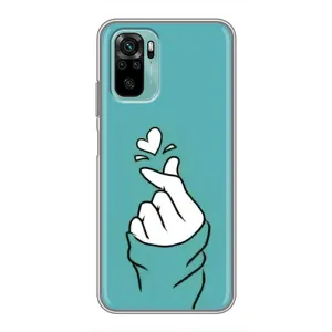 Чехлы (Знак сердечка) на Xiaomi Redmi Note 10 (Сердечко на бирюзовом)