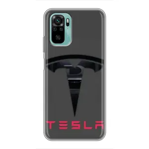 Силіконовий бампер з картинкою машини на Xiaomi Redmi Note 10 (Logo TESLA)
