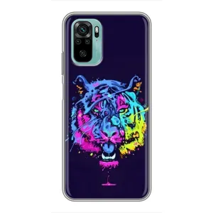 Силиконовый бампер с картинкой животных для Xiaomi Redmi Note 10 (Тигр-Арт)