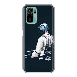 Силиконовый чехол с картинкой "Герой Pubg" на Xiaomi Redmi Note 10 (В экиперовке)