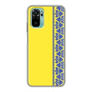 Силиконовый Чехол на Xiaomi Redmi Note 10 (Вышиванка на желтом)