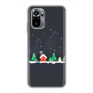 Силиконовый бампер на рождество для Xiaomi Redmi Note 10S (Город зимний)