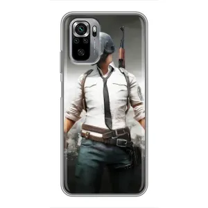 Силиконовый чехол с картинкой "Герой Pubg" на Xiaomi Redmi Note 10S (Пабг)