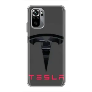Силиконовый бампер с картинкой машины на Xiaomi Redmi Note 10S (Logo TESLA)