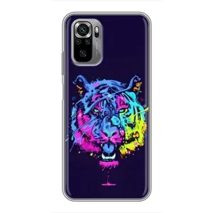 Силиконовый бампер с картинкой животных для Xiaomi Redmi Note 10S (Тигр-Арт)