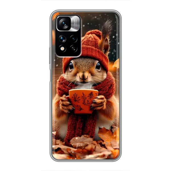 Чехол с рисунком «Белка с кофе» для Xiaomi Redmi Note 11 Pro Plus Чехол с рисунком «Белка с кофе» для Xiaomi Redmi Note 11 Pro Plus