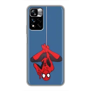 Чехол Супергерой Человека Паука на Xiaomi Redmi Note 11 Pro Plus (На паутине)