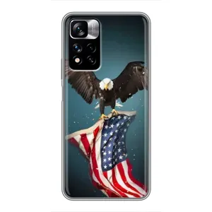 Чехол Флаг USA для Xiaomi Redmi Note 11 Pro Plus (Орел и флаг)