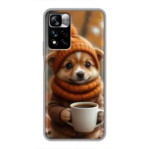 Печатный чехол «Зверята с кофе» для Xiaomi Redmi Note 11 Pro Plus (Собачка с кофе)