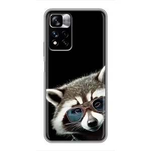 Силиконовый Чехол с Енотами на Xiaomi Redmi Note 11 Pro Plus (Стильный Енот)