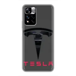 Силиконовый бампер с картинкой машины на Xiaomi Redmi Note 11 Pro Plus (Logo TESLA)