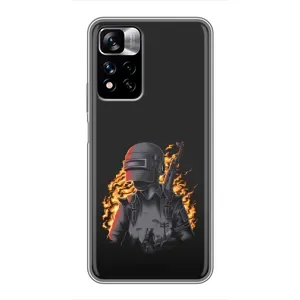 Силиконовый чехол с картинкой "Герой Pubg" на Xiaomi Redmi Note 11 Pro Plus (В огне)