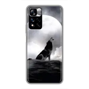 Чехол с Волком на Xiaomi Redmi Note 11 Pro Plus (Волк и луна)