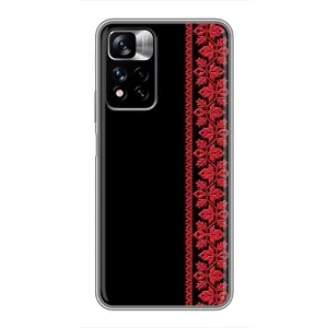 Силиконовый Чехол на Xiaomi Redmi Note 11 Pro Plus с картинкой Вышиванки (Вышиванка на черном)