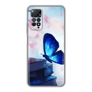 Силиконовый бампер с картинкой животных для Xiaomi Redmi Note 11 Pro (Бабочка синяя)