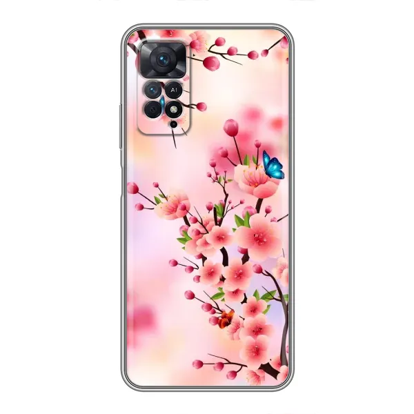 Чехол с рисунком «Бабочки на сакуре» для Xiaomi Redmi Note 11 Pro
