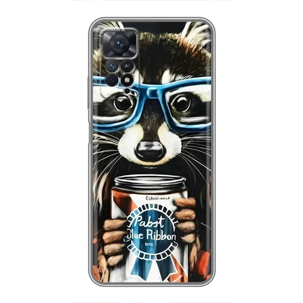 Чехол с рисунком «Енот в очках» для Xiaomi Redmi Note 11 Pro Чехол с рисунком «Енот в очках» для Xiaomi Redmi Note 11 Pro