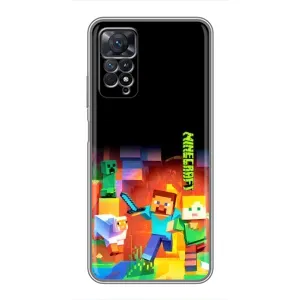 Чехлы для Xiaomi Redmi Note 11 Pro (Персонажи Майн Крафт) (Герой Майнкрафт)