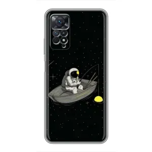 Силиконовый Чехол с принтом "Космонавты" на Xiaomi Redmi Note 11 Pro (Космонавт на рыбалке)