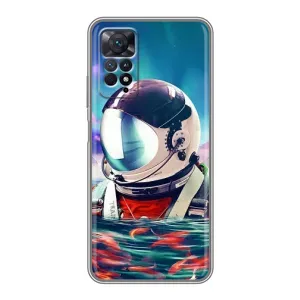 Силиконовый Чехол с принтом "Космонавты" на Xiaomi Redmi Note 11 Pro (Космонавт в воде)