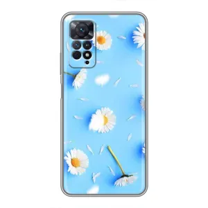 Чехол с Цветами для Xiaomi Redmi Note 11 Pro (ромашки на голубом)
