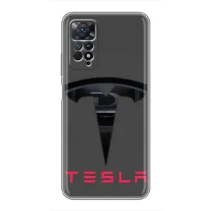 Силіконовий бампер з картинкою машини на Xiaomi Redmi Note 11 Pro (Logo TESLA)