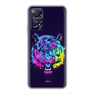 Силиконовый бампер с картинкой животных для Xiaomi Redmi Note 11 Pro (Тигр-Арт)
