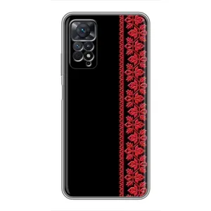 Силиконовый Чехол на Xiaomi Redmi Note 11 Pro с картинкой Вышиванки (Вышиванка на черном)