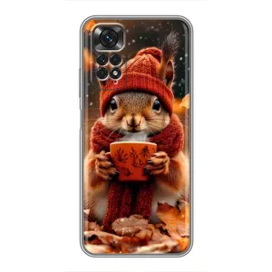 Печатный чехол «Зверята с кофе» для Xiaomi Redmi Note 11 / 11s (Белка с кофе)