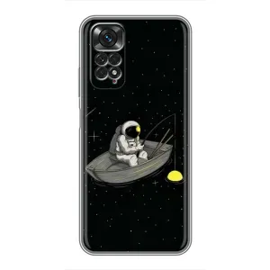 Силиконовый Чехол с принтом "Космонавты" на Xiaomi Redmi Note 11 / 11s (Космонавт на рыбалке)