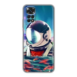 Силиконовый Чехол с принтом "Космонавты" на Xiaomi Redmi Note 11 / 11s (Космонавт в воде)