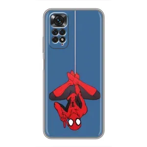 Чехол Супергерой Человека Паука на Xiaomi Redmi Note 11 / 11s (На паутине)
