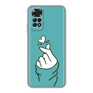 Чохол (Знак сердечка) для Xiaomi Redmi Note 11 / 11s (Сердечко на бірюзовому)