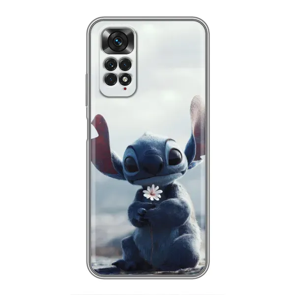 Чехол с рисунком «Стич с цветочком» для Xiaomi Redmi Note 11 / 11s Чехол с рисунком «Стич с цветочком» для Xiaomi Redmi Note 11 / 11s
