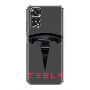 Силиконовый бампер с картинкой машины на Xiaomi Redmi Note 11 / 11s (Logo TESLA)