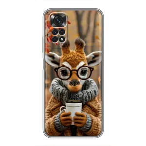 Печатный чехол «Зверята с кофе» для Xiaomi Redmi Note 11 / 11s (Жираф с кофе)