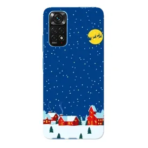 Силиконовый бампер на рождество для Xiaomi Redmi Note 11E Pro (Город в снегу)