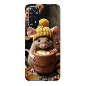 Печатный чехол «Зверята с кофе» для Xiaomi Redmi Note 11E Pro (Мышка с кофе)