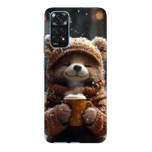 Печатный чехол «Зверята с кофе» для Xiaomi Redmi Note 11E Pro (Медвежонок с кофе)