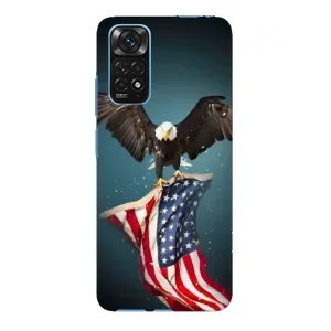 Чехол Флаг USA для Xiaomi Redmi Note 11E Pro (Орел и флаг)