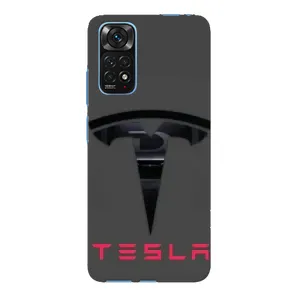 Силиконовый бампер с картинкой машины на Xiaomi Redmi Note 11E Pro (Logo TESLA)