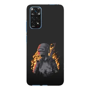 Силиконовый чехол с картинкой "Герой Pubg" на Xiaomi Redmi Note 11E Pro (В огне)