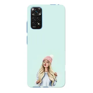 Силиконовый Чехол на Xiaomi Redmi Note 11E Pro с картинкой Стильных Девушек (В шапке)
